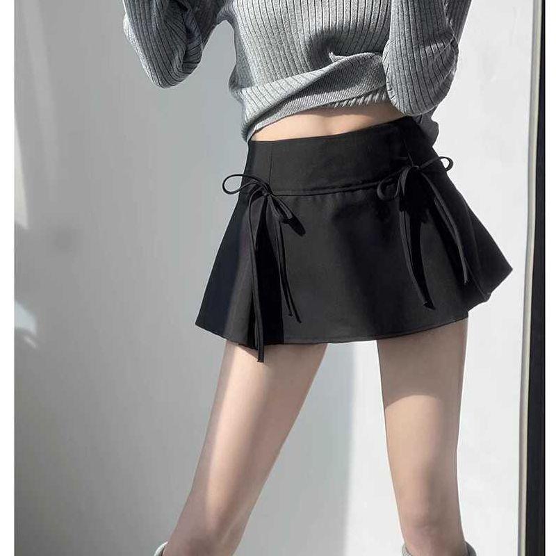 Women's Summer 2025 Bow Tie Low Waist A-Line Skirt - Slimming, Versatile, Sweet and Spicy Hip-Hugging Fashion
