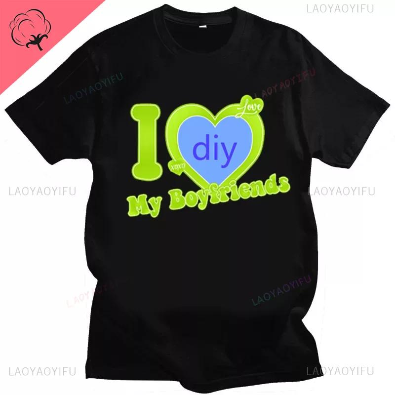 DIY CUSTOMIZE Printed Streetwear Couple T-shirt I Love My Boyfriend Girlfriend Customize Picture Cotton Tshirt Women Men Tops