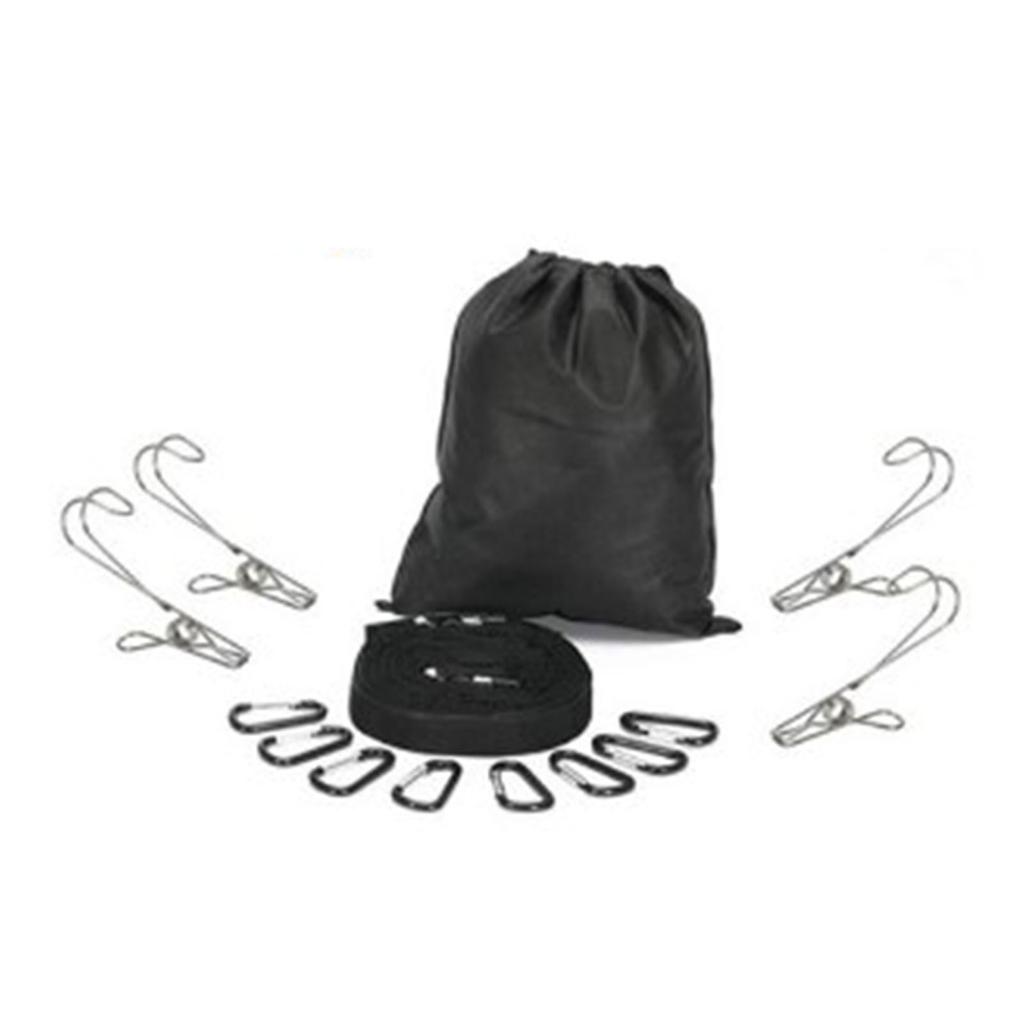 Camping Lanyard Outdoor Camping Clothesline Campsite Storage Strap Tent Lanyard with D Buckle Black