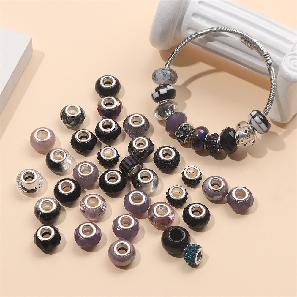 30/50/100pcs large hole beads, resin large hole pen beads, European beads, large hole glass beads, rhinestone beads, pen making, bulk bracelet making