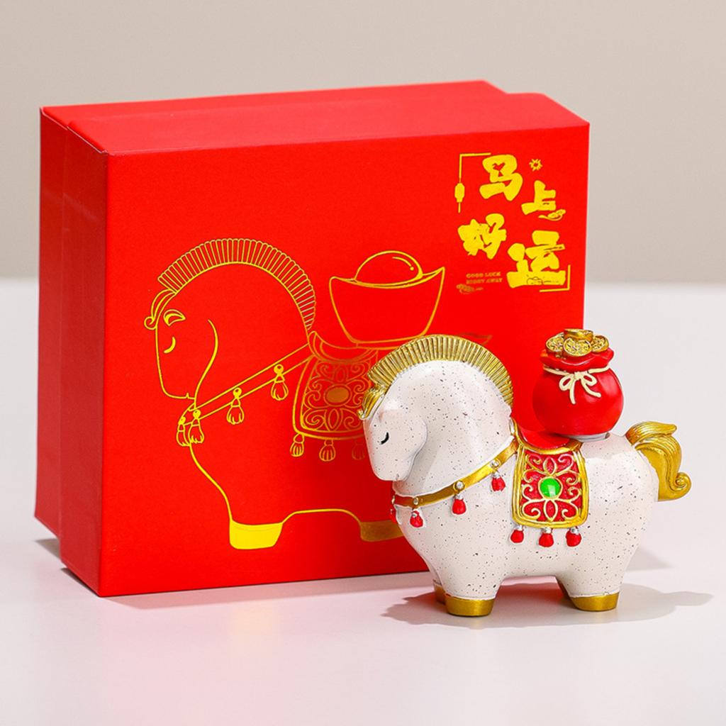 Nuovo Set Regalo Cavallo Stile Cinese Ornamento Artigianale in Resina Bomboniere Riunione Annuale Mascotte dell'Anno