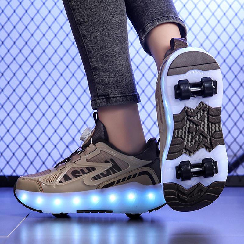 LED Lamp Strip Detachable Roller Kids Shoes Comfortable Breathable Anti-skid Wear-resistant Sole Lightweight Children Sneaker