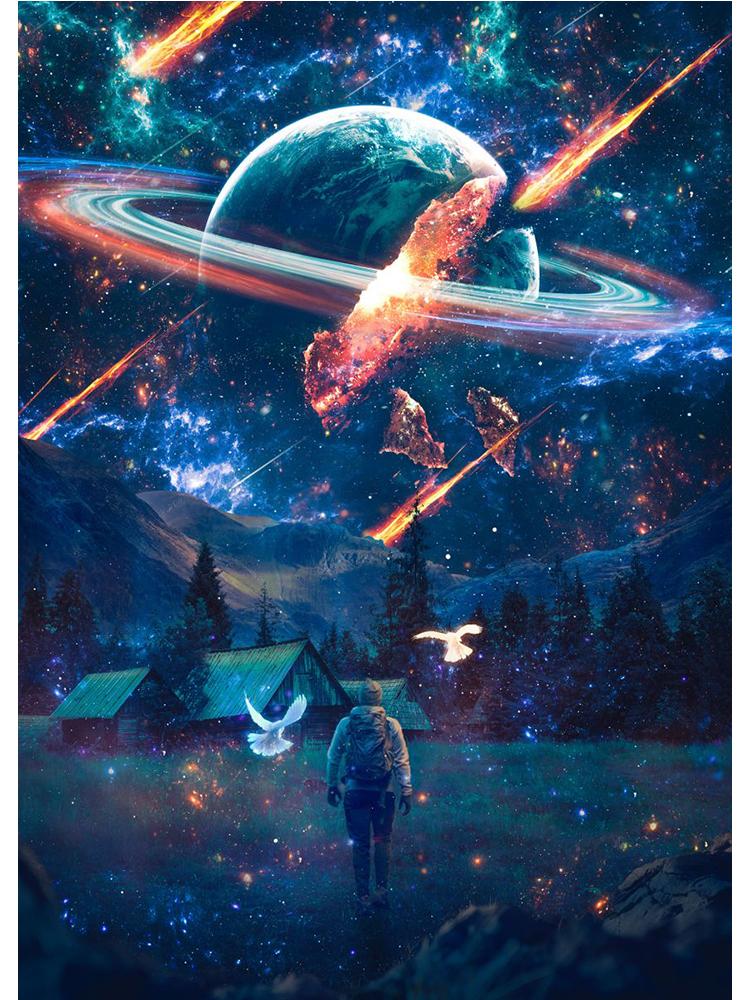 Modern Space Planet Colorful Posters Canvas Painting Anomaly Landscape Nordic Wall Art Picture For Living Room Home Decoration
