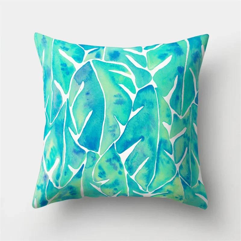 Tropical  Letter Flower Plant Polyester Pillowcase Sofa Living Room Home Decoration Car Waist Cushion Cover