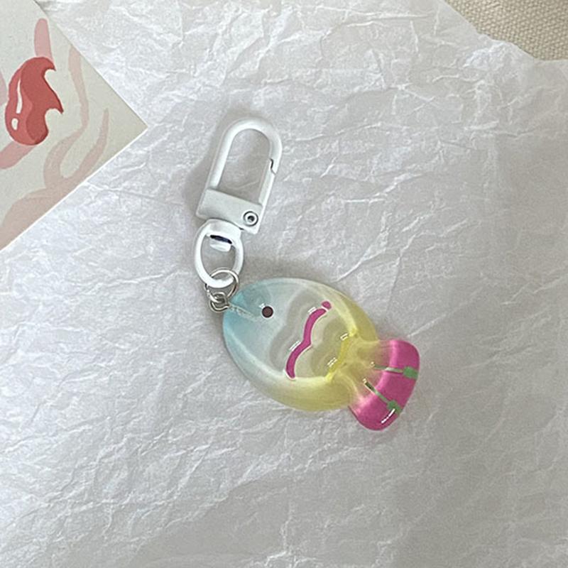 Ice Transparent Colorful Fish Keychain Gift Kawaii Lanyard Trinket