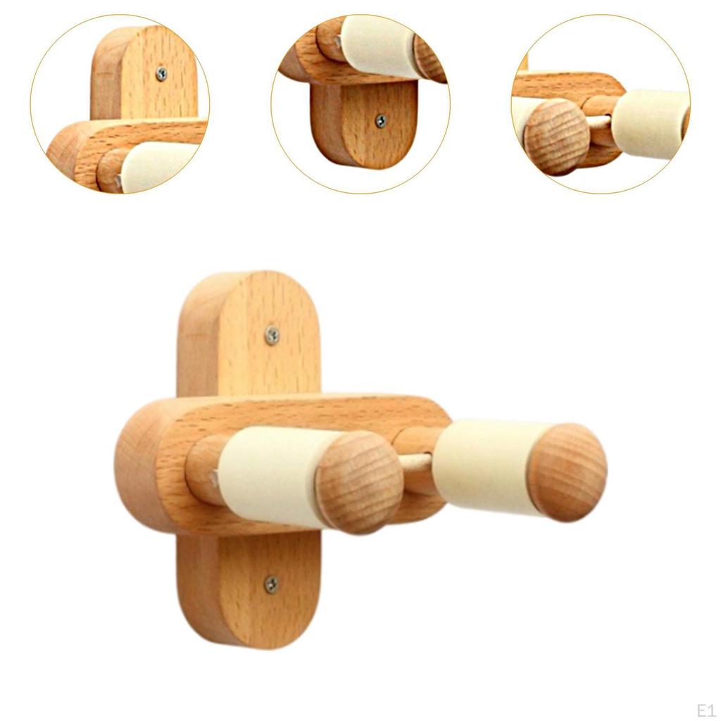 Hook Wall Mount Guitar Hanger Rotatable with Soft Hooks Solid Wood for Player Musical