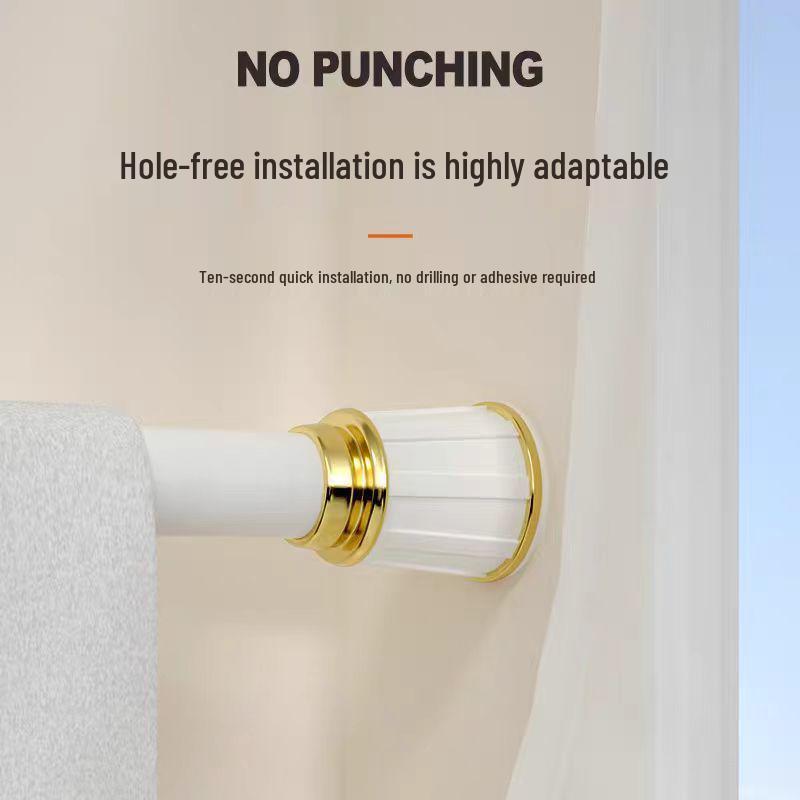 Telescopic No-Drill Curtain Rod & Bracket, Clothes Drying Shower Support Rod, Door Roman Rod