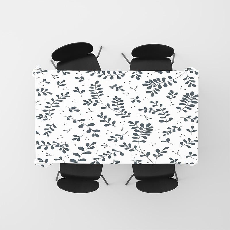 Modern Floral Tablecloth White Dining Room Decorations Placemats with Tassels for Kitchen Decoration 150x240cm Black Grey Patter