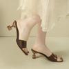 Patent Leather High-heeled Sandals and Slippers for Women 2025 Summer New Versatile Thin Heel Square Toe Open Toe Sexy