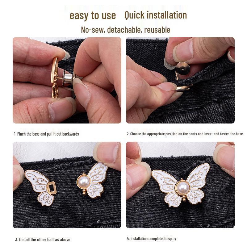 Butterfly Waist Buckle - Adjustable, No-Sew Jeans Button for Easy Waistline Alteration.
