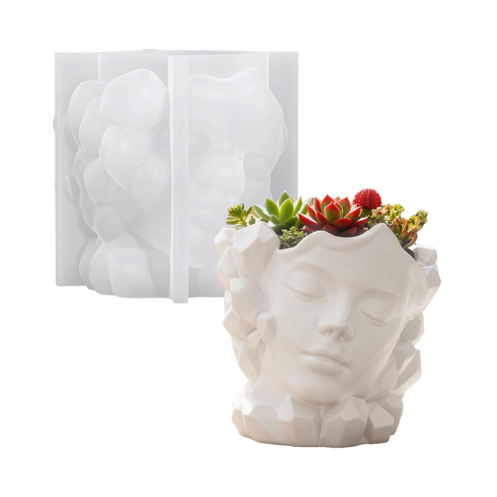 DIY crystal human face flower pot art decoration silicone mold plaster ornament resin mold home decoration