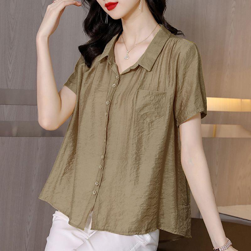 Cotton and Linen Shirt Women's Top Summer Fashion Temperament Short Sleeved Women's Cotton Shirt