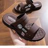 Fashion Luxury Summer Men's Sandals for Home Outdoor Anti Slip Soft Sole Breathable Leather Beach Slippers 2024 Fashion Men's Shoes