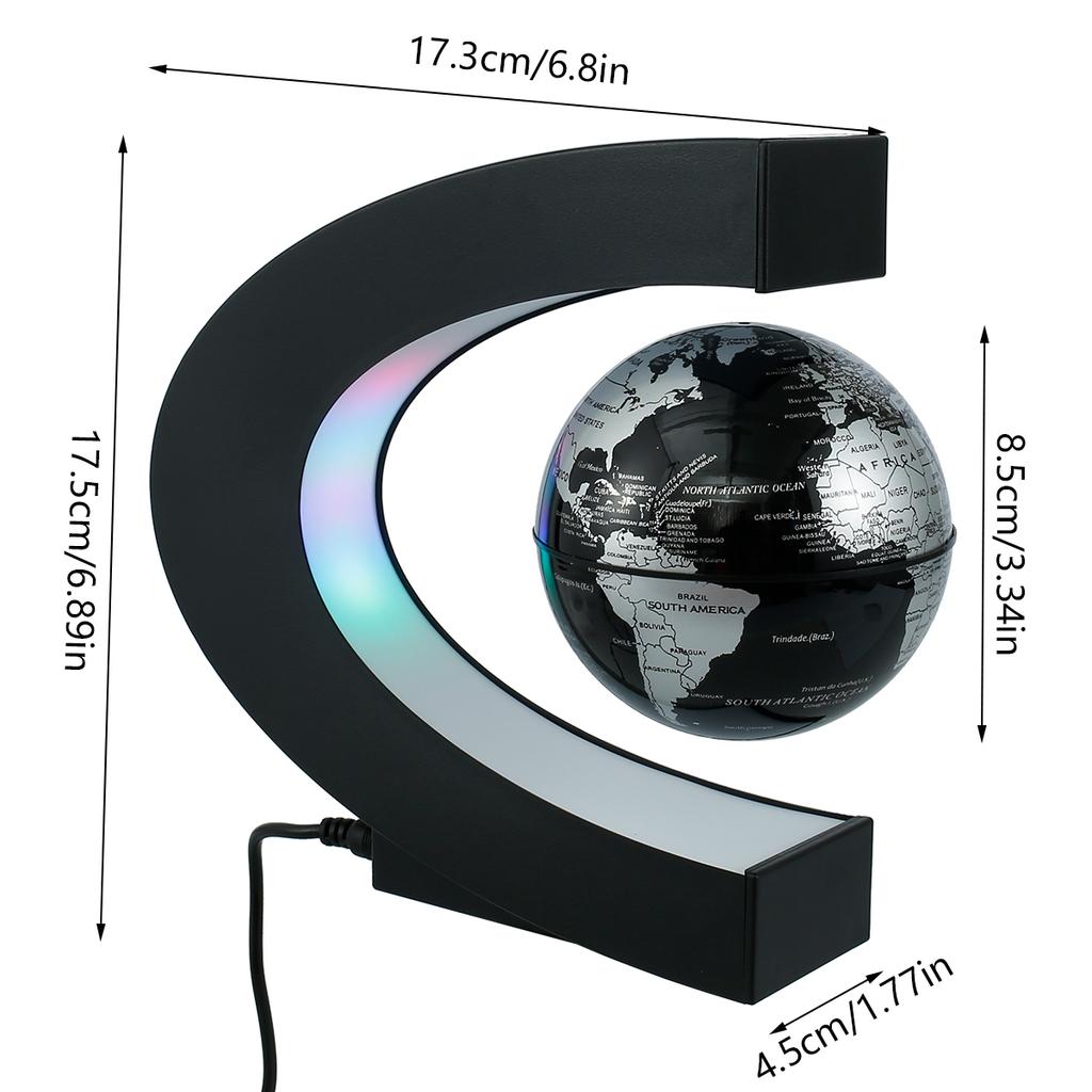 World Globe Pattern Magnetic Levitation Globe LED Rotating Earth Floating Ball Lamp O Shape Bedside Lights Novelty Birthday Gift