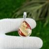 Mothers day Sale Sterling Silver Pear Natural Red Snakeskin Jasper Bezel Pendant