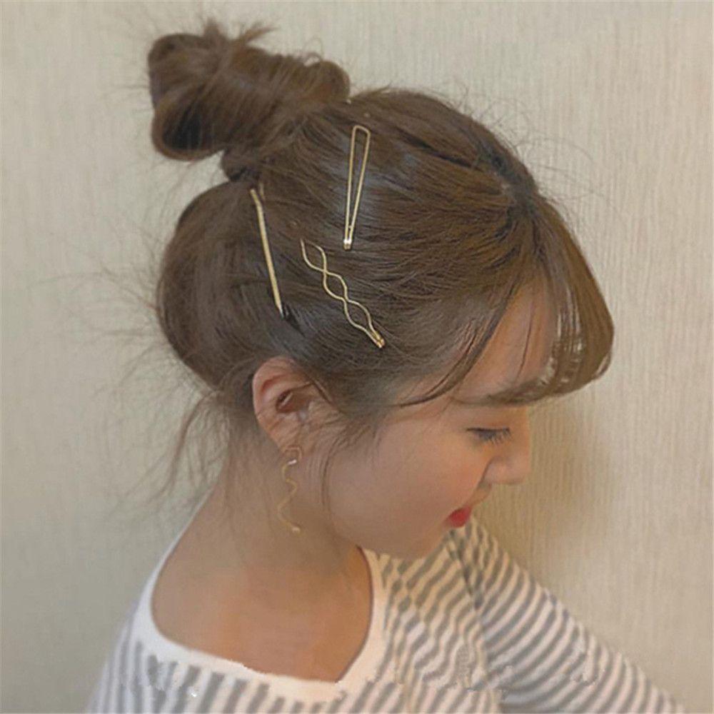 4pcs/set New Metal  Women Girls Hairgrips  Geometric Rhombus Geometry Hair Clip Barrettes