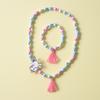2pcs/Set Fashion Natural Wood Beads Jewelry Cute Animal Pattern Necklace Bracelet For Children Party Jewelry Girl Birthday Gift
