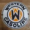 Použitá cedule Western Gasoline Porcelain Enamal 30,48 cm kulatá