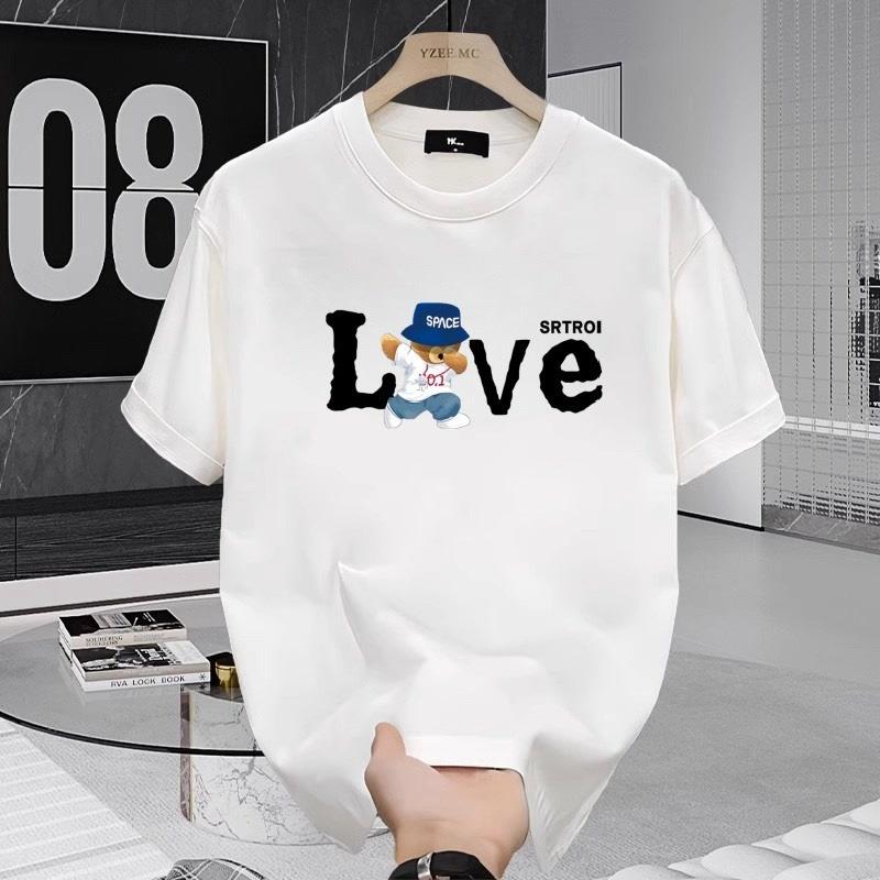 100% cotton fashion brand American T-shirt Plankton Shuai letters printed men's summer round neck loose casual short sleeves