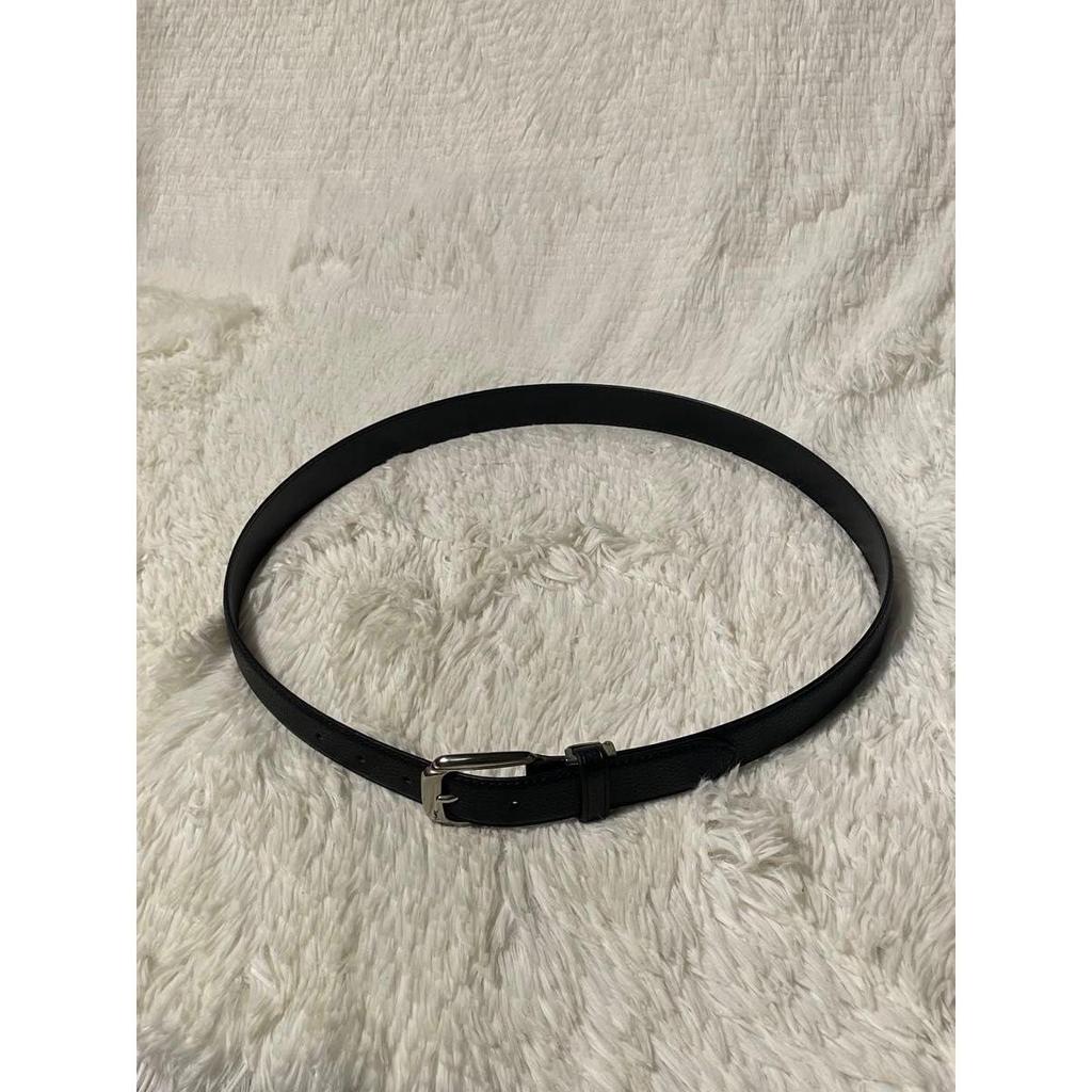 Used Yves Saint Laurent Leather Belt Black Logo Unisex