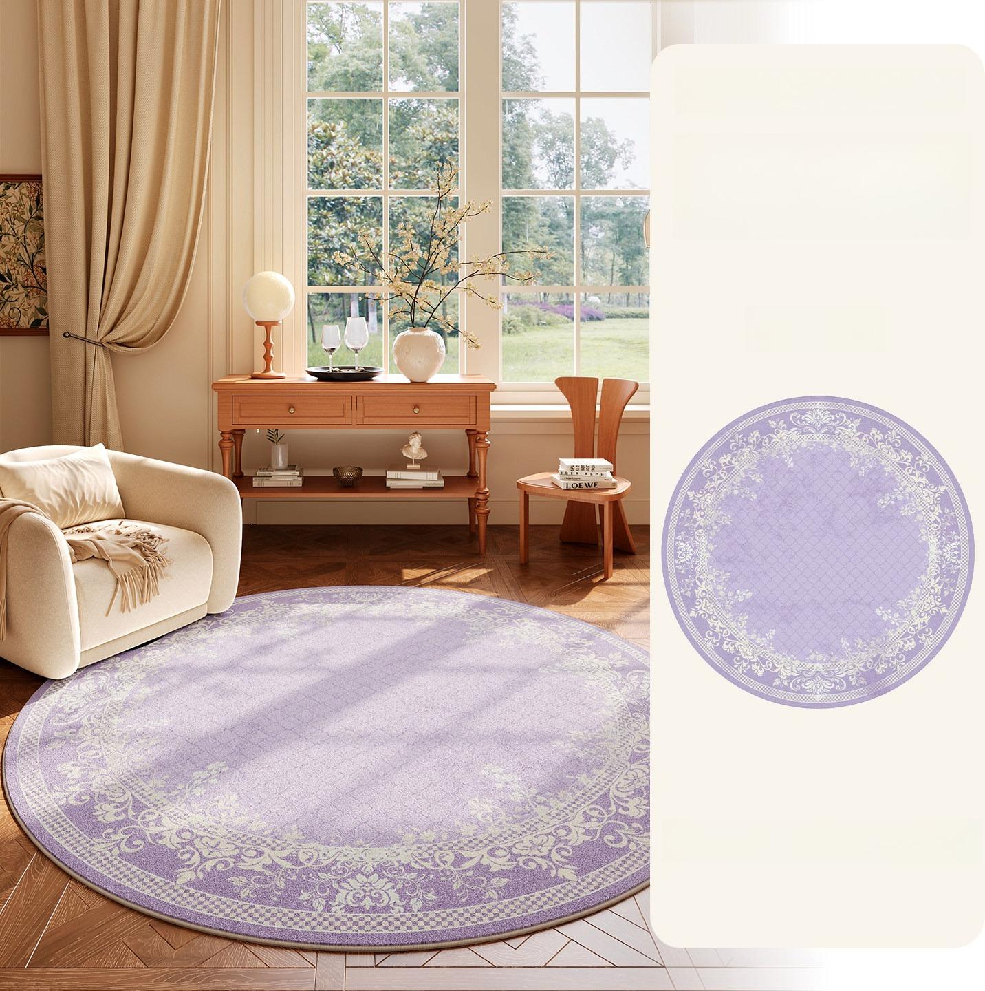 

Alfombra Redonda de Estilo Francés para Decoración de Sala de Estar,Alfombras Gruesas de Felpa para Dormitorio 60cmx60cm