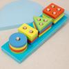 Kids' Wooden Educational Building Blocks: Four-Column Macaron Shape Recognition Set