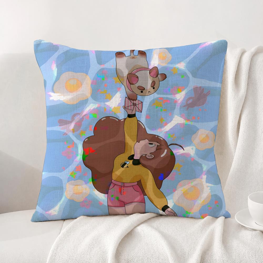 Anime Bee and PuppyCat Cushion Cover Natural Linen Pillowcase Set AllinOne Decor Cushion Cover for Sofa Bedroom Chair