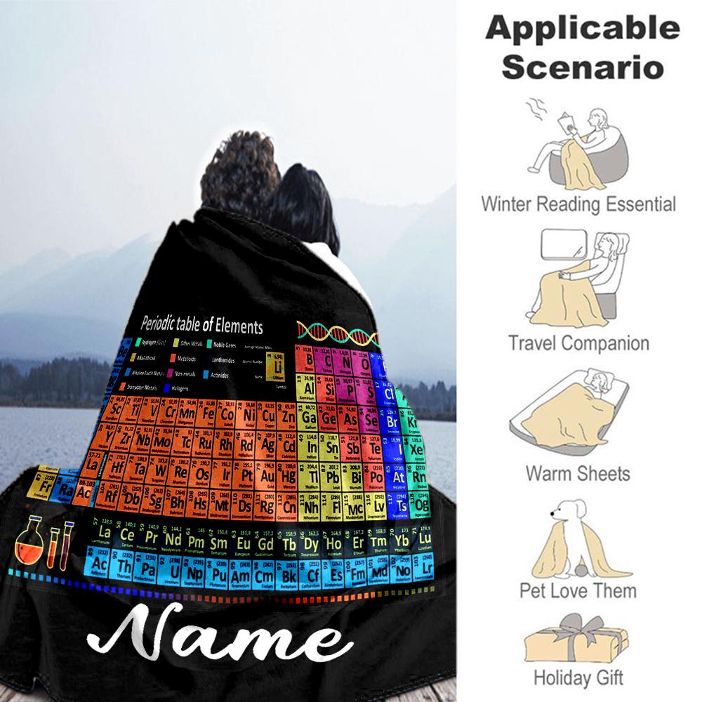 Periodic Table234 Personalized Name Blanket Throw Customizable Blanket Soft Warm Cozy Great for Bed Picnics Living Room Office Chair