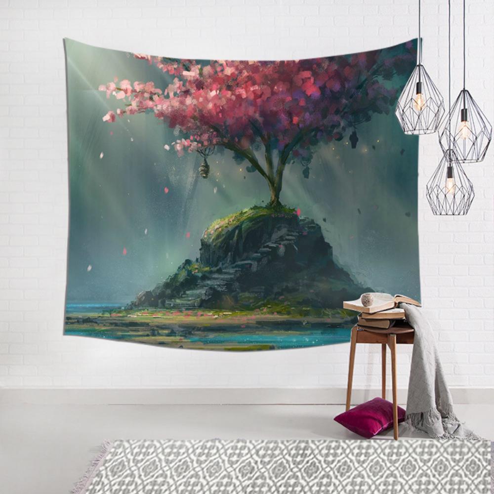 Floare de cireș, pânză agățată colorată, decorare pentru cameră, pictură, fundal pentru sufragerie, pânză pentru dormitor, tapiserie, pânză de perete