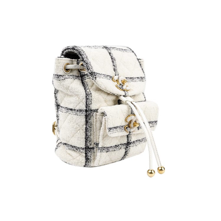 Chanel 22K Autumn And Winter Tweed Backpack Women's White AS3615-B09713-NJ538
