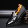 New Shoes for Men Leather Casual Monk Shoes Pointed Toe British Style Business Leisure Dress Shoes