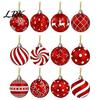 Ensembles d'ornements pour arbres Boules de Noël Rouges Blanches, Petits Arbres en Bois 2,76'', Décoration de Maison de Fête, Décoration Suspendue Arbre de Noël, Couronne, Guirlande,