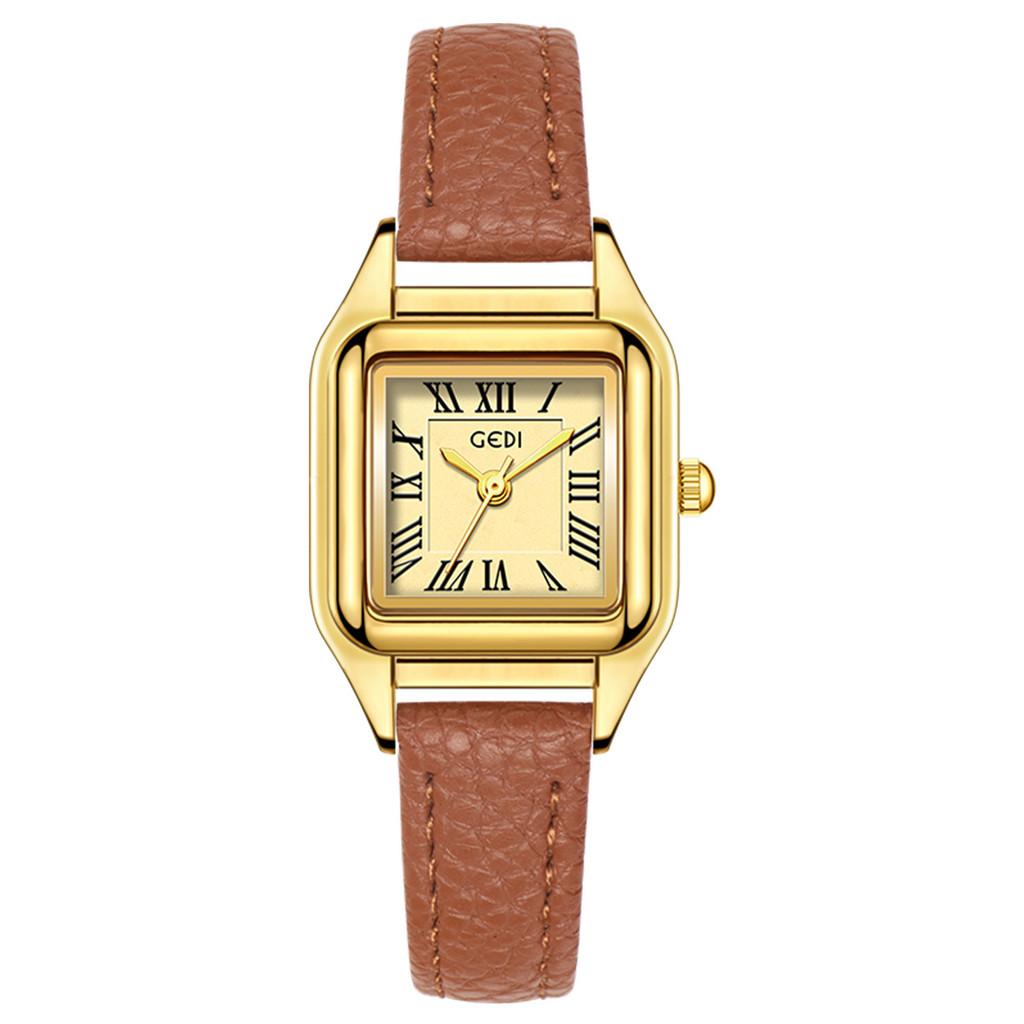 

Elegant Square Watch For Women With Quartz Movement And Waterproof Design Gold
