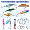 170Pcs Fishing Treble Hooks Kit High Carbon Steel Treble Hook Strong Sharp Round Bend Fishing Triple Hooks with Split Rings