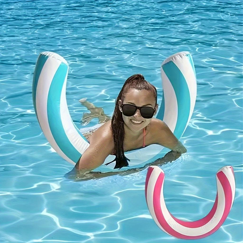 1Pc/2Pcs Inflatable Arc-Shaped Pool Float - Waterproof, Durable, And Safer PVC Pool Float, Suitable For Summer Entertainment, Tropical Beach Design