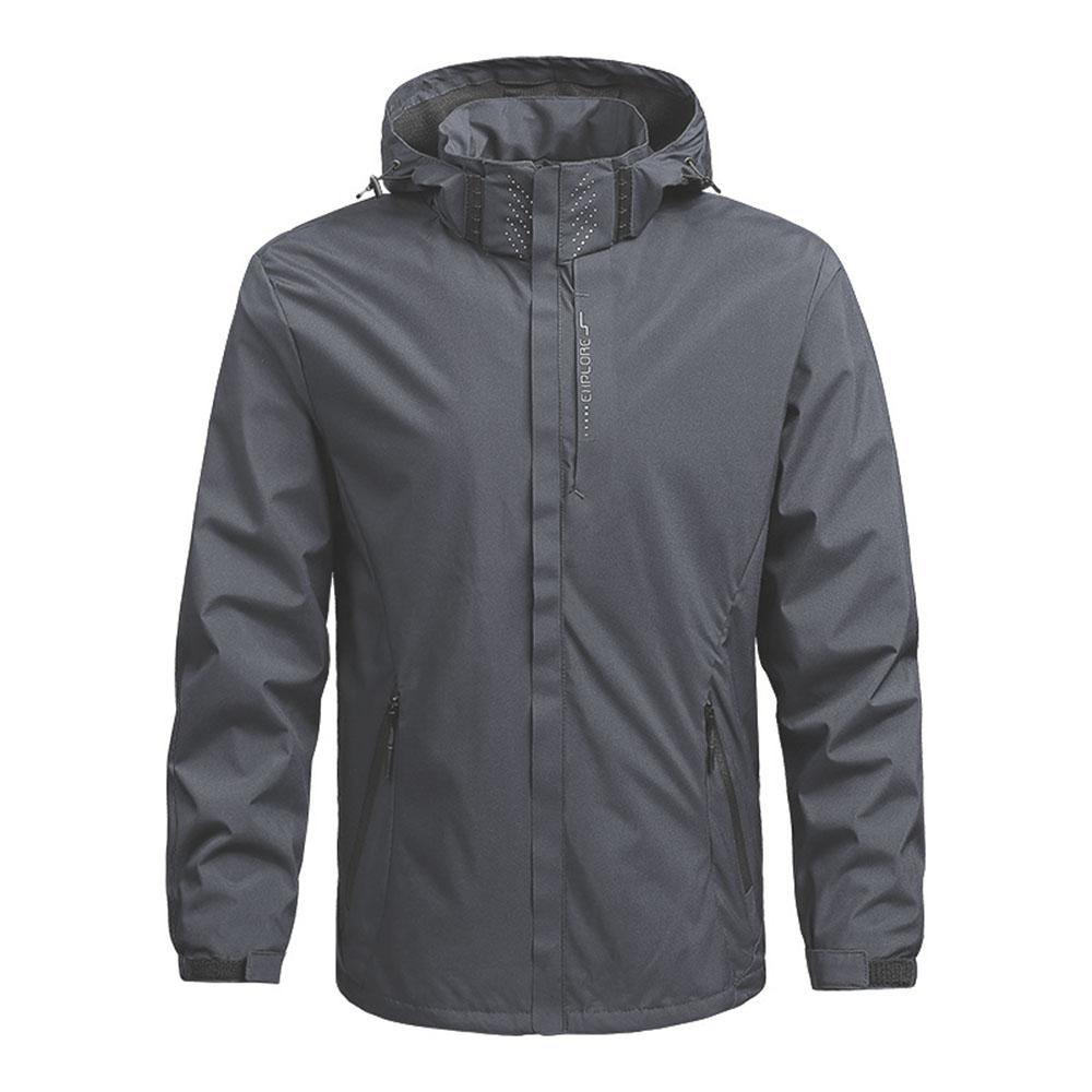 Men's Waterproof Windproof Jacket with Hood Lightweight Outdoor Raincoat for Hiking Climbing