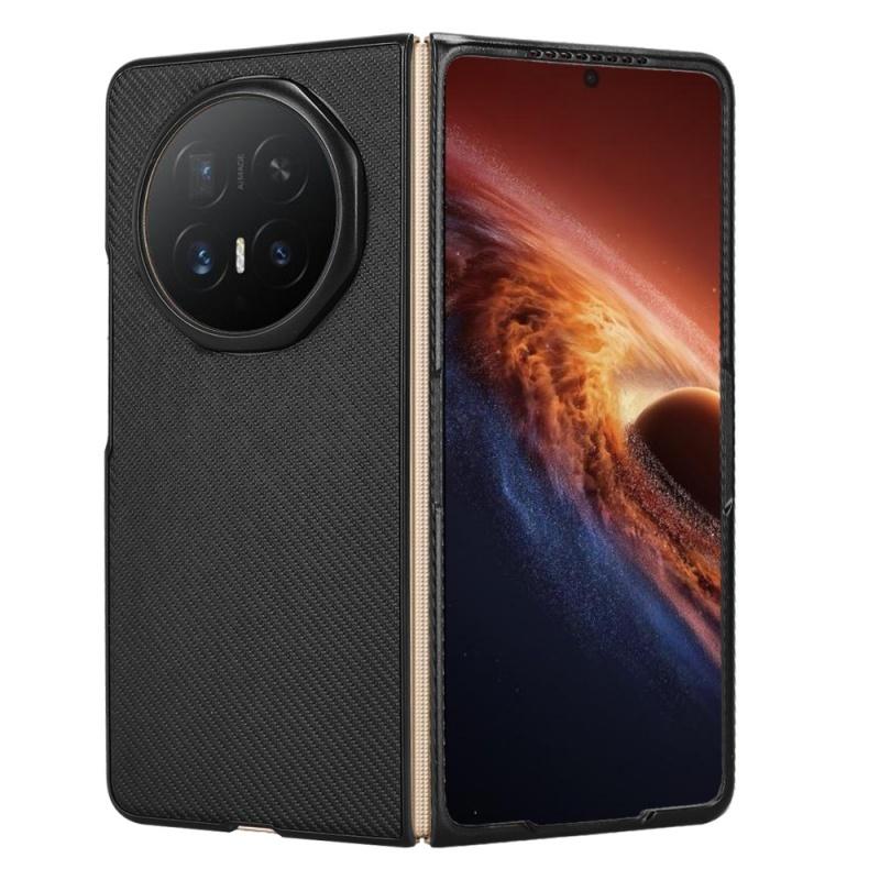 For Honor Magic V6 Case Scratchproof Carbon Fiber Leather Back For Honor Magic V6 Case Hard Protective Phone Cover For Magic V6 чёрный