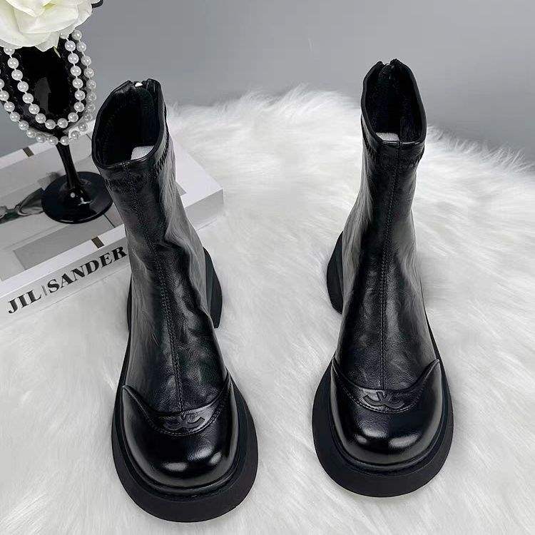 Chelsea Boots Platform French Ankle Boots Women's 2025 Autumn and Winter New Versatile Martin Boots Velvet Chimney Short Boots