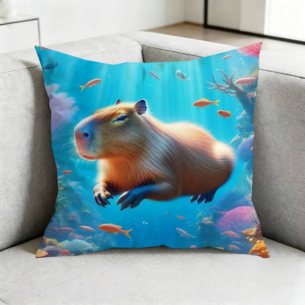 CapybaraA CCartoon Pillow Case Square DoubleSided Sofa Cushion Cover Bedroom Bedside Pillow Gift