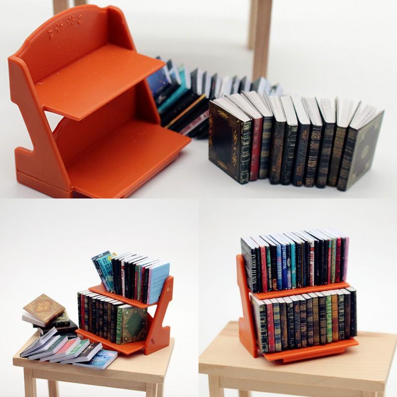 New 1:12 Dollhouse Simulation Mini Books Bookcase Bookshelf Model Dollhouse Study Room Decoration Dolls House Accessories Toys