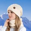 Fleece Lined Winter Beanie Hat Scarf Set Thicken Warm Wool Hat Thermal Knit Cap  Winter Season