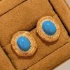 Turquoise  Sets New In Vintage Palace Style Ring Light Luxury Fashion Stud Party Wedding Romantic Earrings for Women