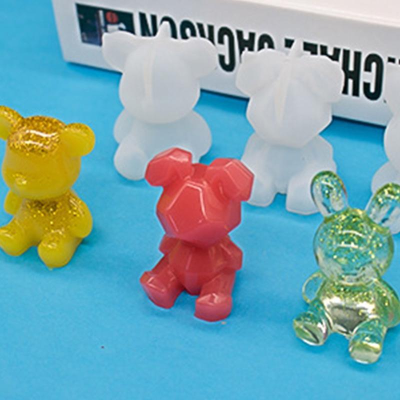 Niedlicher Bär Hase Schlüsselanhänger Form Silikon Tierform für DIY Schlüsselanhänger Anhänger Schmuck Handwerk Valentinstag Geschenk