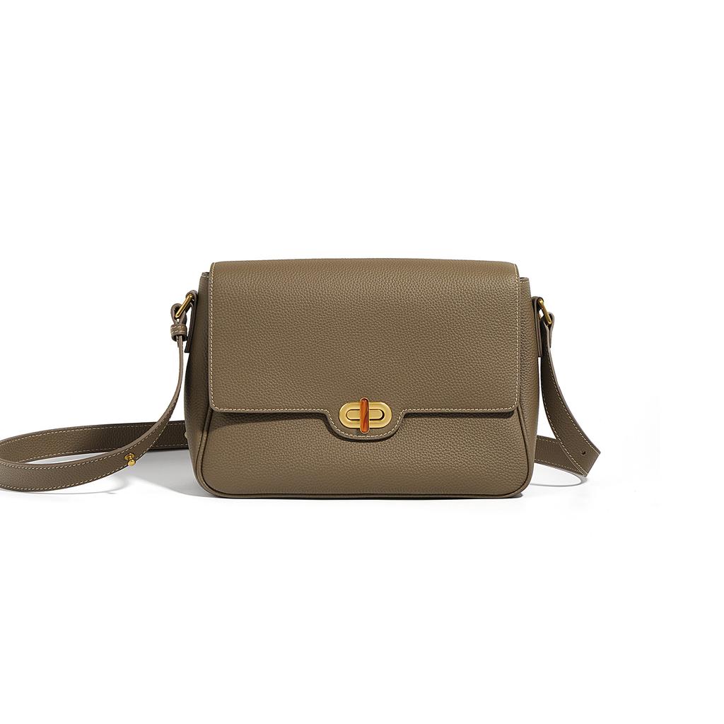 This Top-grain Leather Retro Small Square Bag Is Simple and Fashionable. It Is A Niche and High-end Quality Crossbody Single-shoulder Bag