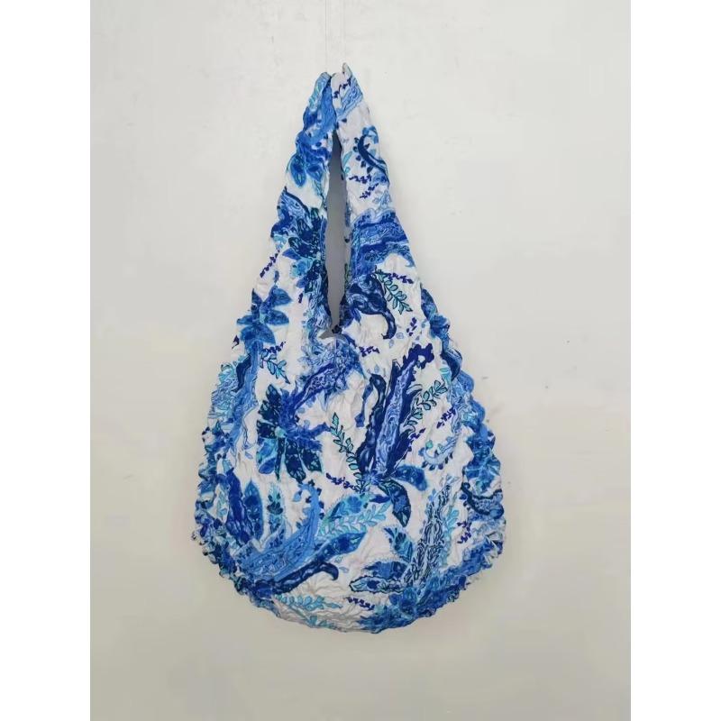 Magic Stretch Bubble Pleated Tote Bag Reusable Washable Multifunctional Shopping Bag for Travel Daily Use