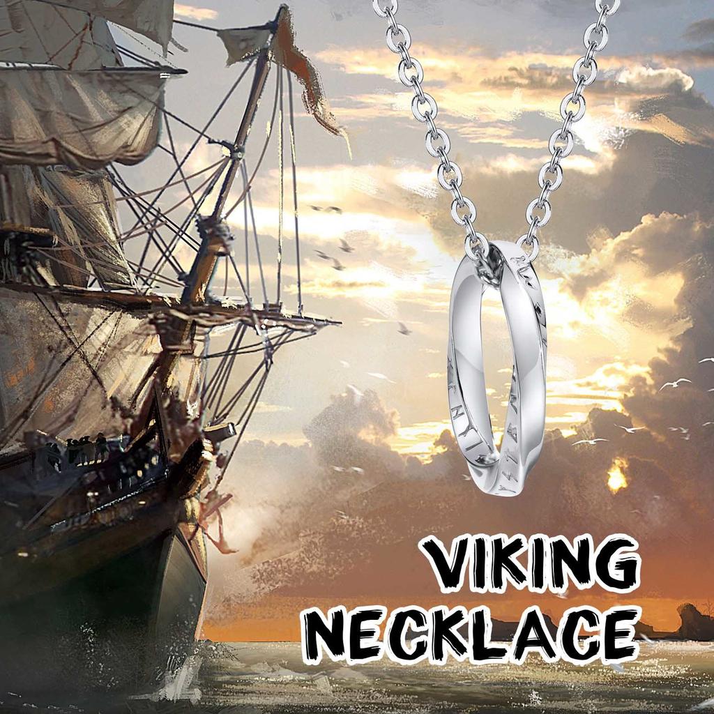 Vnox Norse Viking Necklace for Men Stainless Steel Mobius Pendant Trendy Male Jewelry Gift