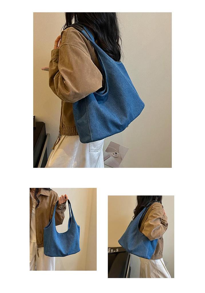 Modische Damen-Jeans-Einkaufstasche mit einer Schulter - Minimalistisch, Vielseitig für Studenten und Pendler