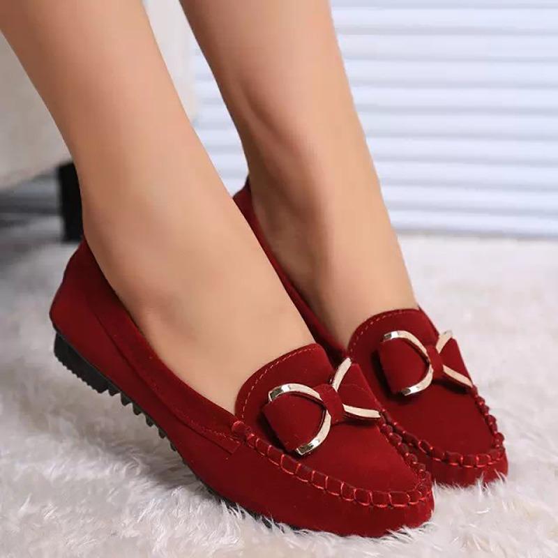 Flat-bottomed fashion single shoes women's spring flat-heeled casual beanie shoes bow women's shoes driving work shoes