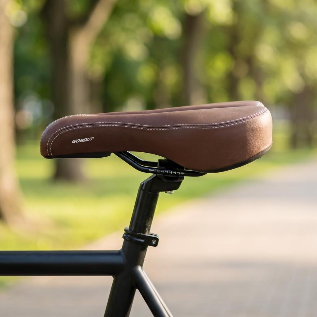 GORIX Bicycle Saddle Suitable for Road Cross Long Mini and Other Bicycles Shock and Pain Relief Sports Saddle Brown -