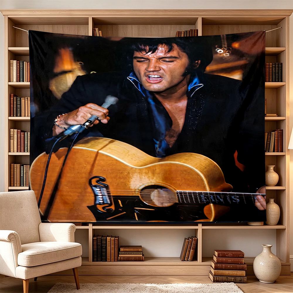 Elvis Presley Guitar Performance Large Size Wall Tapestry, Room Aesthetic Decor for Living Room Party Background,Perfect Gift